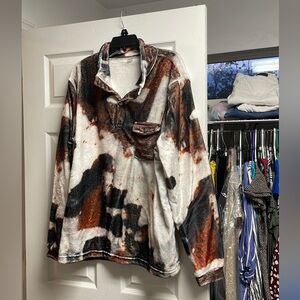 XL cow looking print pullover jacket.